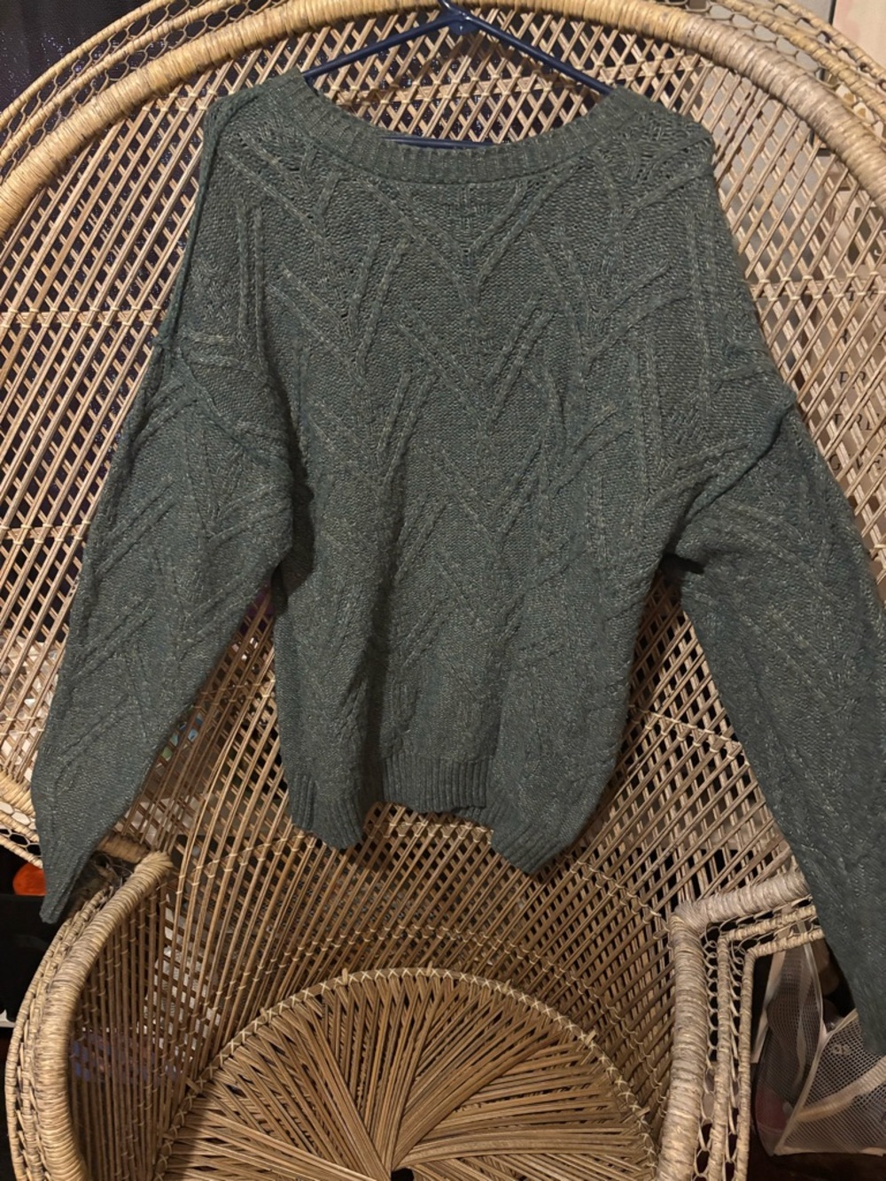 Arizona Jean Company Olive Green Textured Crewneck Sweater